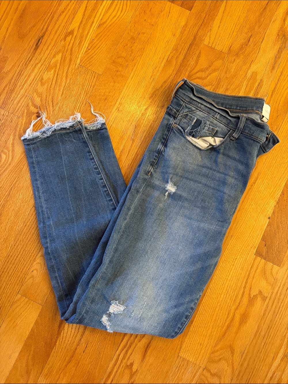 Derek Distressed Destroyed Hem Skinny Jean
